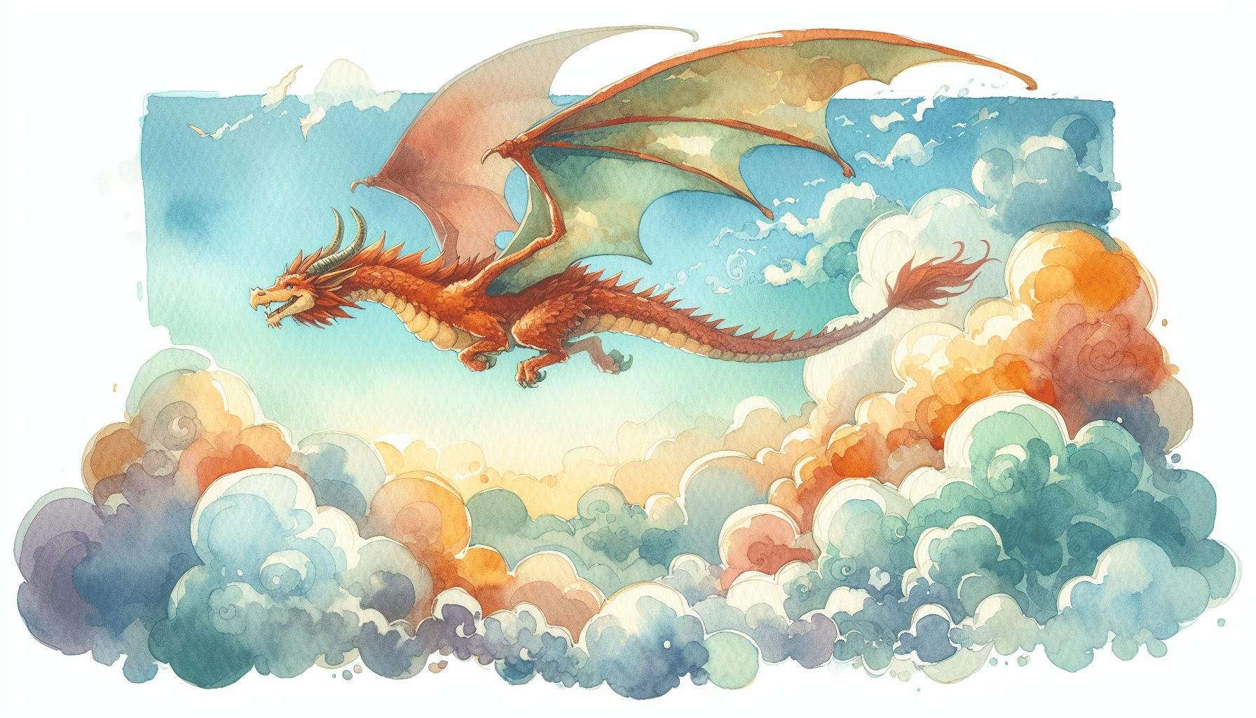 Dragons Flight Soaring Above the Clouds